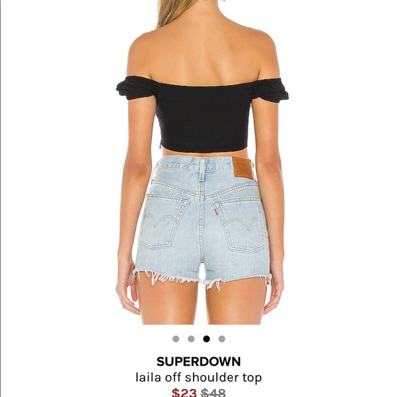 SOLD! Superdown Crop Top Off The Shoulder - Picture 3 of 4